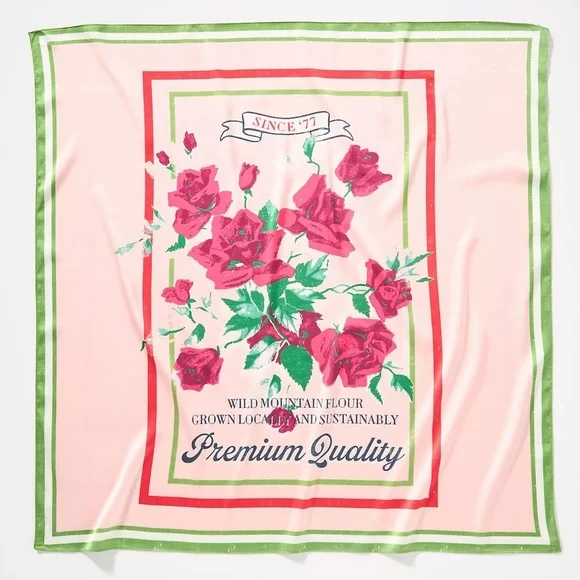 ANTHROPOLOGIE Gardenia Floral Hair Scarves, Set of 2 - Light Green, NWT - Picture 3 of 3